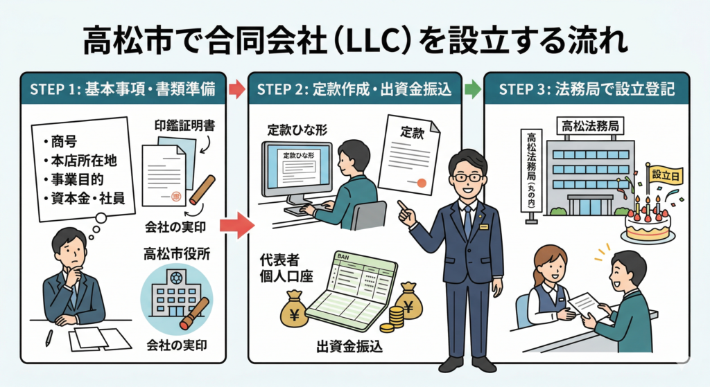 香川県高松市で合同会社を設立する流れと必要手続き（1）｜西川司法書士事務所