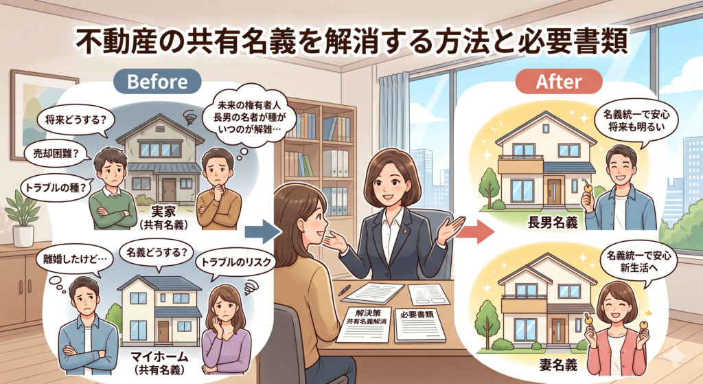 不動産の共有名義を解消する方法と必要書類