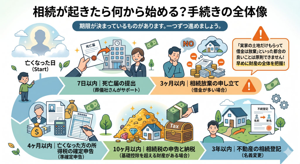 相続が起きたら何から始める？手続きの全体像