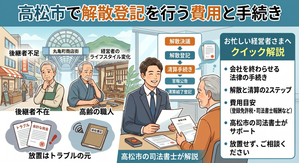 高松市で解散登記を行う費用と手続き