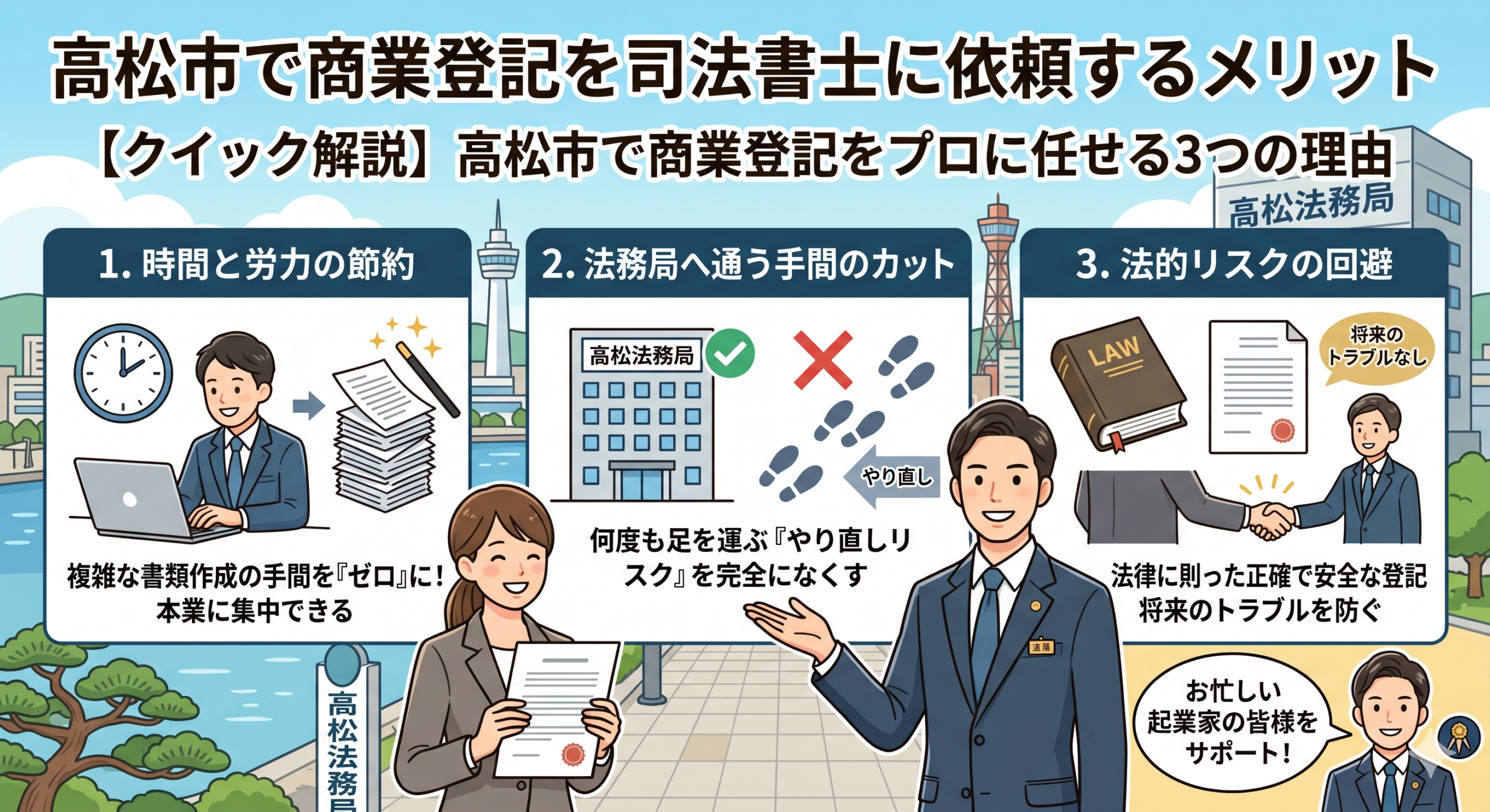 高松市で商業登記を司法書士に依頼するメリット