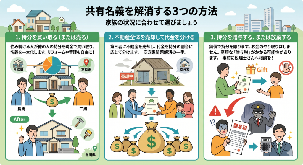 共有名義を解消する3つの方法
