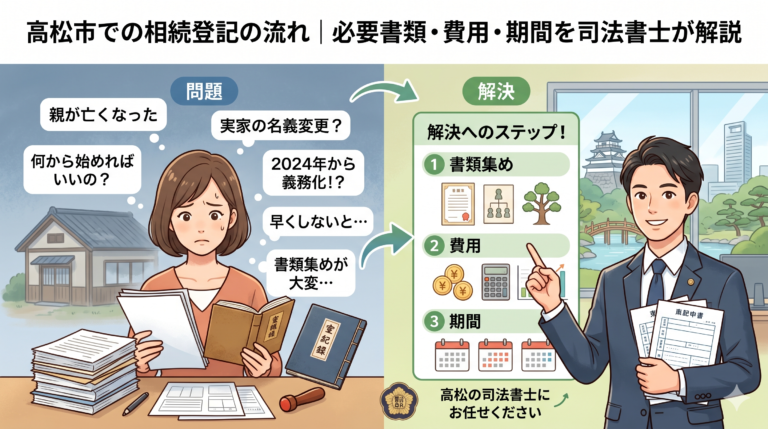 高松市での相続登記の流れ｜必要書類・費用・期間を司法書士が解説