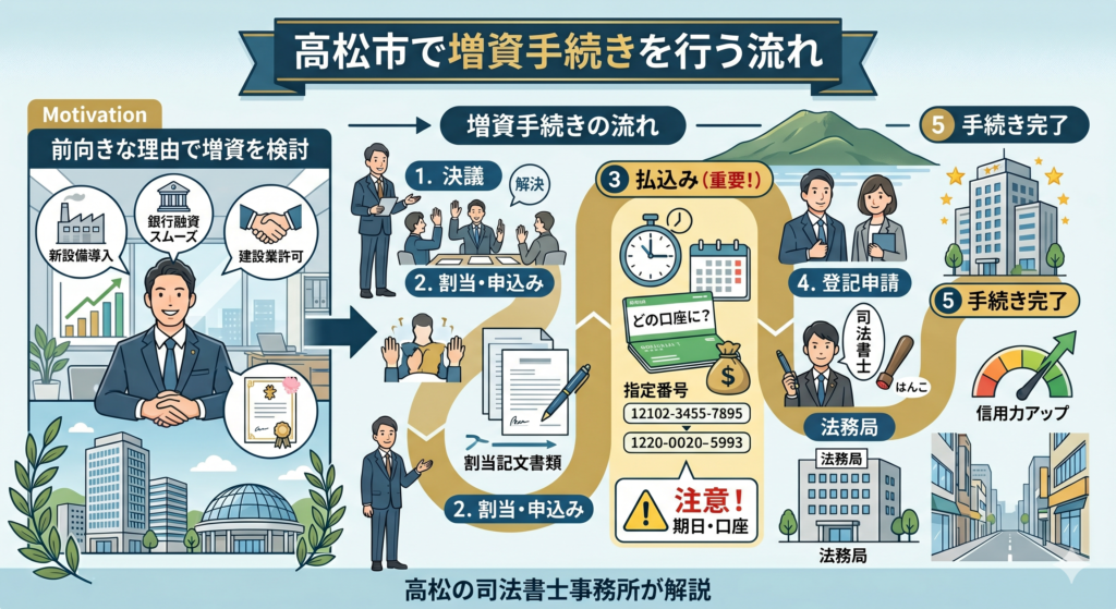 高松市で増資手続きを行う流れ