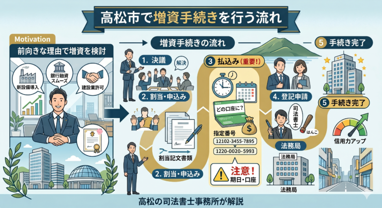 高松市で増資手続きを行う流れ