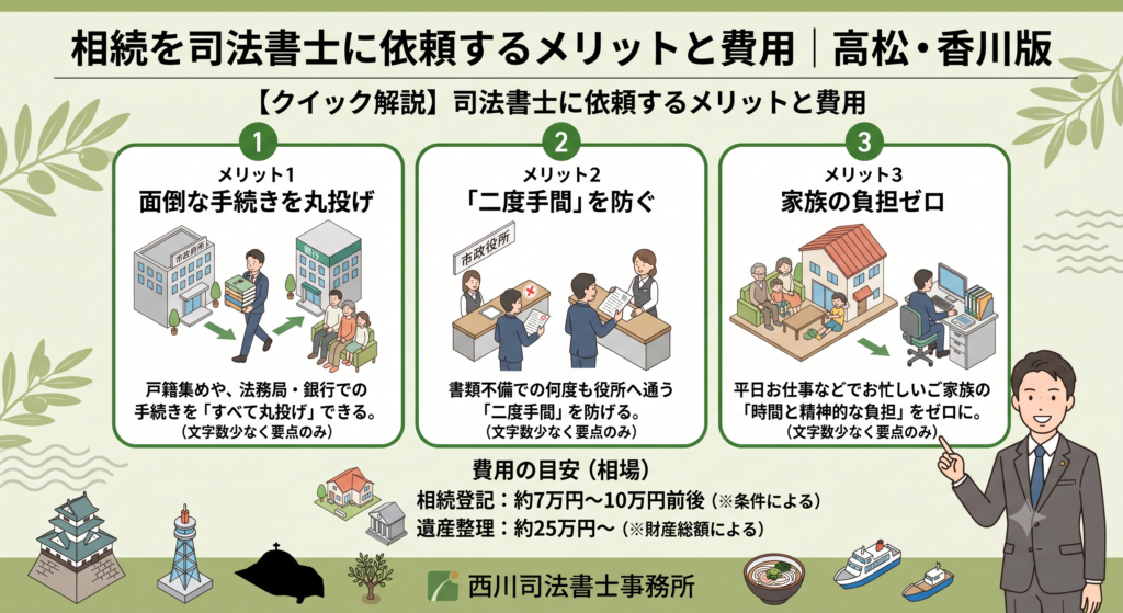 相続を司法書士に依頼するメリットと費用｜高松・香川版